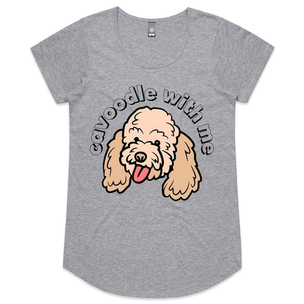 Cavoodle with Me Womens Scoop Neck T-Shirt - Grey Marle / 