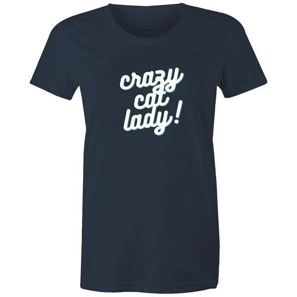 Crazy Cat Lady Women’s Tee - Navy / Extra Small - t-shirt