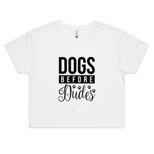 Dogs Before Dudes Womens Crop Tee - White / Extra Small - 