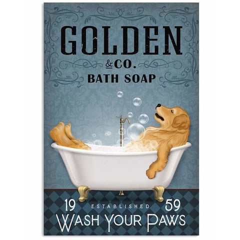 Golden & Co. Bath Soap - Wash Your Paws - 20x30cm - Metal 