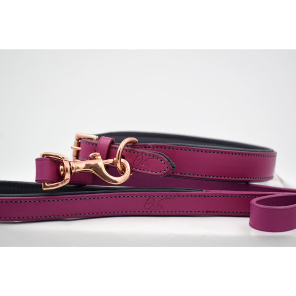Oscar & Skye Pretty in Pink Leather Collar & Lead - leather 