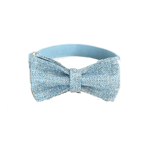 The Sky Blue Suit Bow Tie Dog Collar & Leash - Dog Collar 