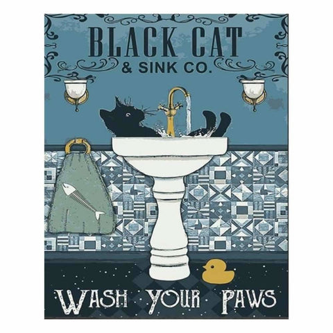 Black Cat & Sink Company Paint by Numbers - 40x50cm No Frame