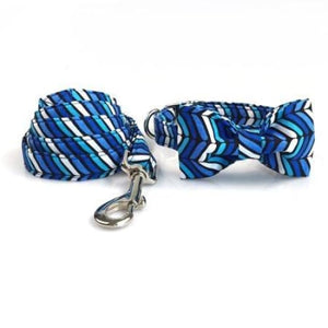 Blue Wave Bow tie Collar & Leash - Max & Cocoa 