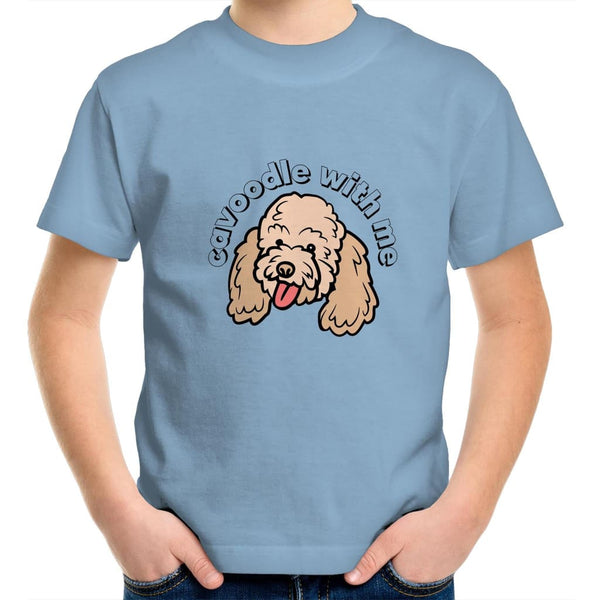 Cavoodle with Me Kids Crew T-Shirt - Carolina Blue / Kids 2 
