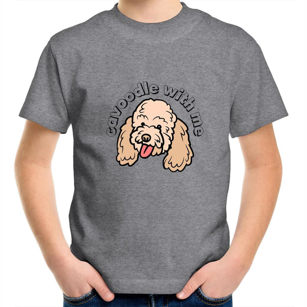 Cavoodle with Me Kids Crew T-Shirt - Grey Marle / Kids 2 - 