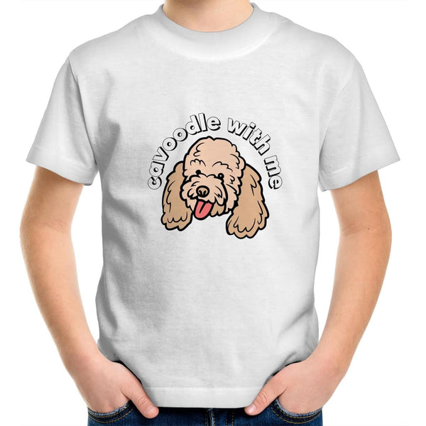 Cavoodle with Me Kids Crew T-Shirt - White / Kids 2 - 