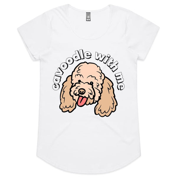 Cavoodle with Me Womens Scoop Neck T-Shirt - White / Womens 