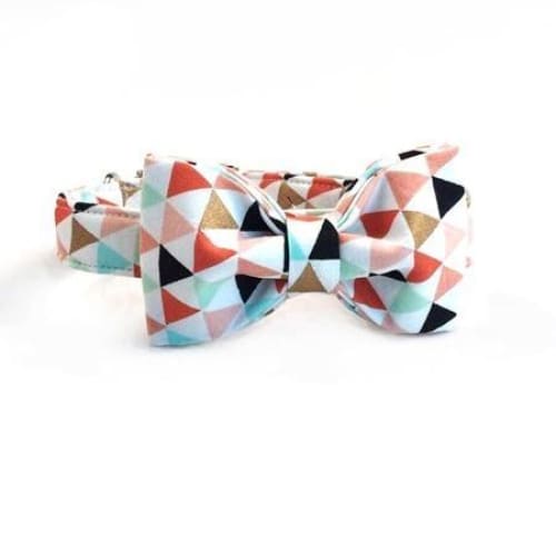 Colourful Geometric Bow Tie Collar & Leash - Max & Cocoa 