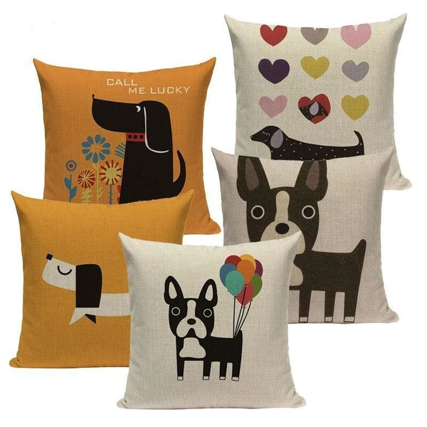Cute Dog Print Throw Pillow Covers - Max & Cocoa 