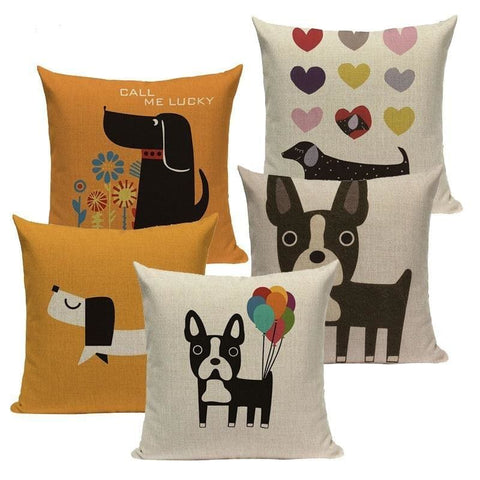 Cute Dog Print Throw Pillow Covers - Max & Cocoa 
