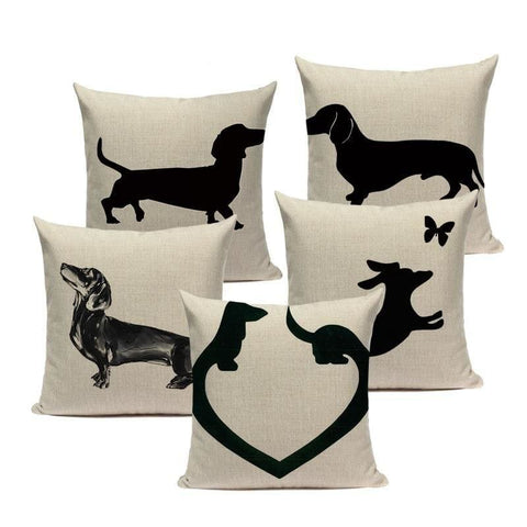 Dachshund Designs Throw Pillow Covers - Max & Cocoa 