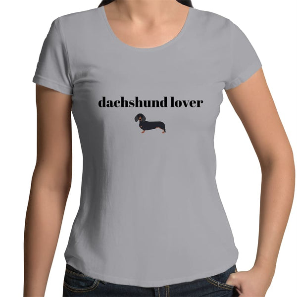 Dachshund Lover Womens Scoop Neck T-Shirt - Grey Marle / 