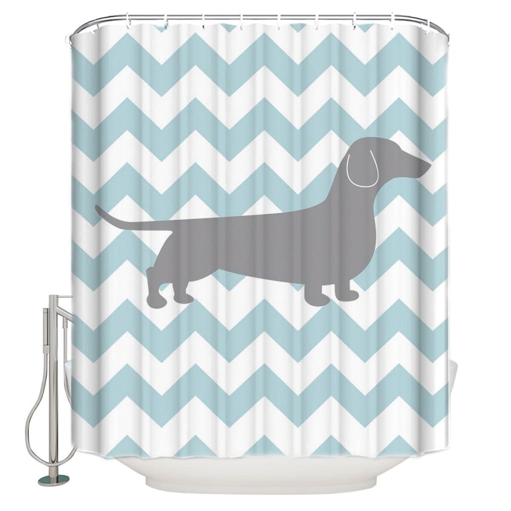 Dachshund on Chevron Shower Curtain - Max & Cocoa 