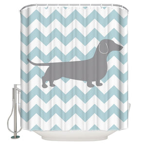 Dachshund on Chevron Shower Curtain - Max & Cocoa 
