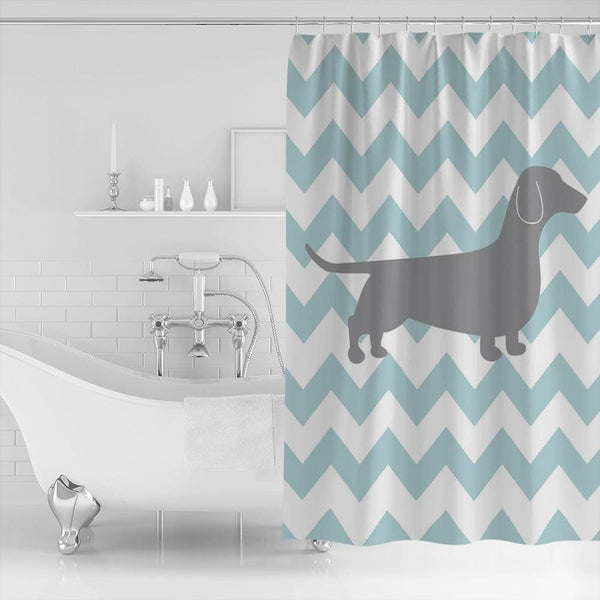 Dachshund on Chevron Shower Curtain - Max & Cocoa 