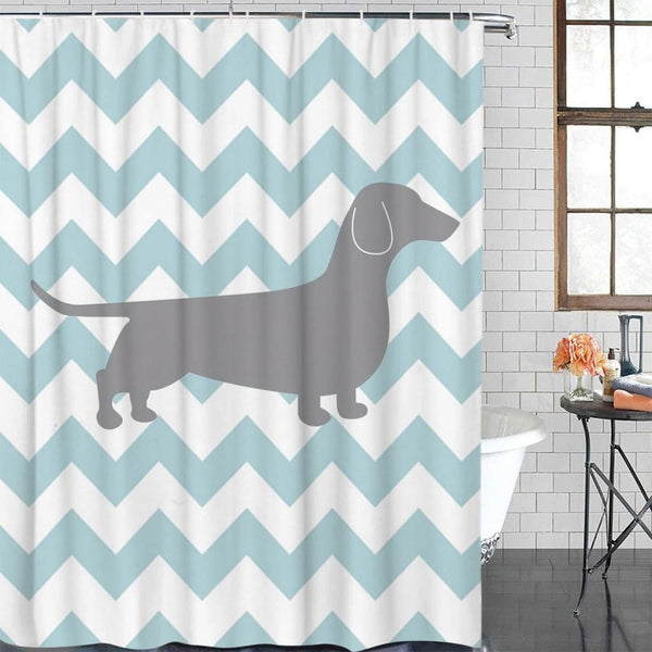 Dachshund on Chevron Shower Curtain - Max & Cocoa 