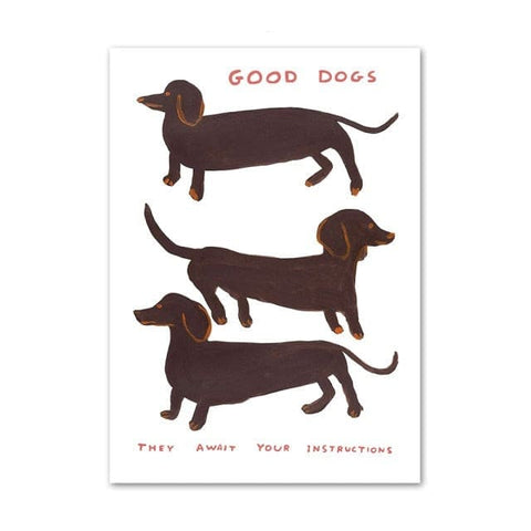 David Shrigley Dachshund Good Dogs Canvas Print - 60X80cm 