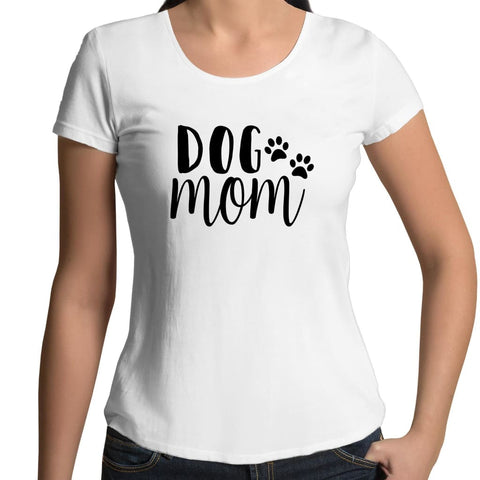 Dog Mom Womens Scoop Neck T-Shirt - White / Womens 8 / XS - 