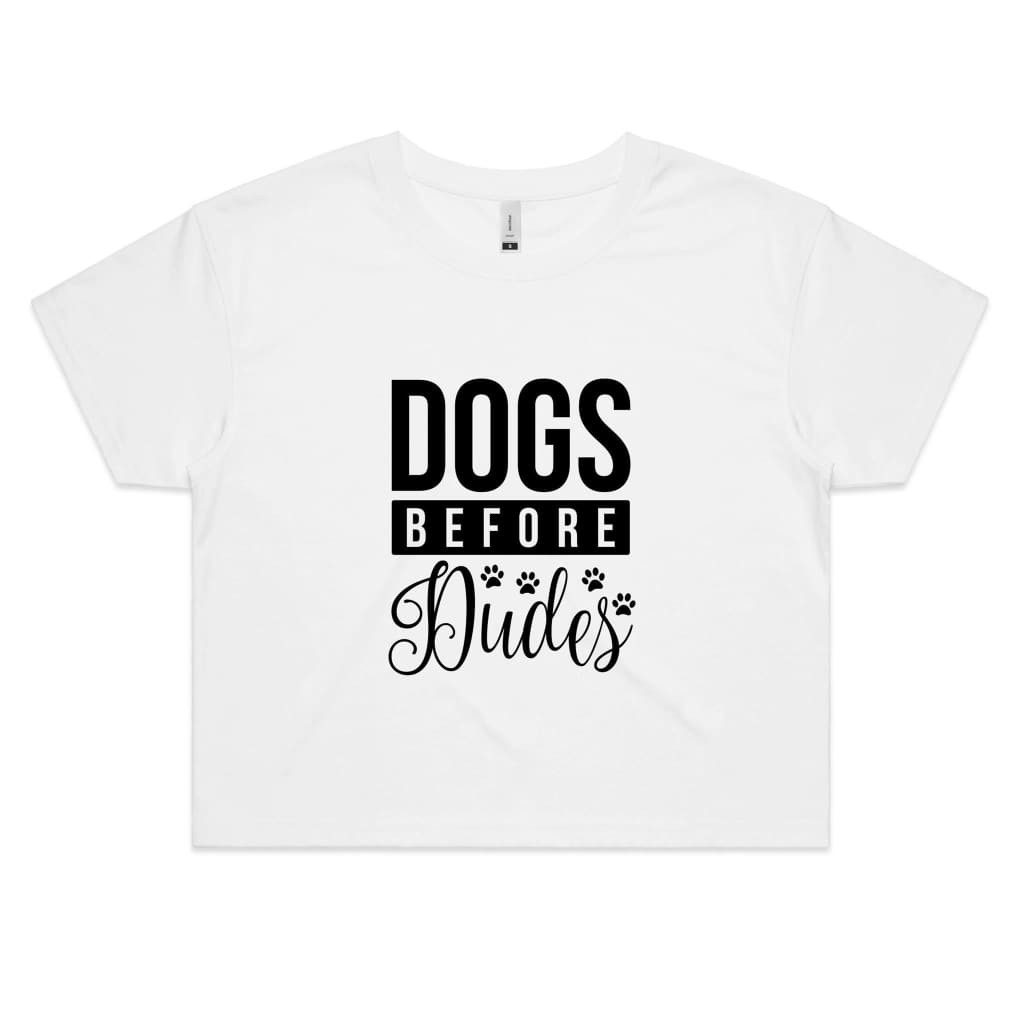 Dogs Before Dudes Womens Crop Tee - White / Extra Small - 