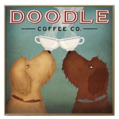 Doodle Coffee Co. Canvas Print - 50x50 CM UNframed / Tan & 