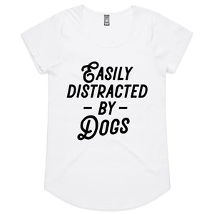 Easily distracted by Dogs Womens Scoop Neck T-Shirt - White 