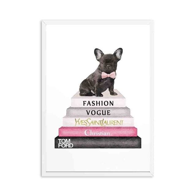 Fashion Bookstack French Bulldog Canvas Print - Max & Cocoa 