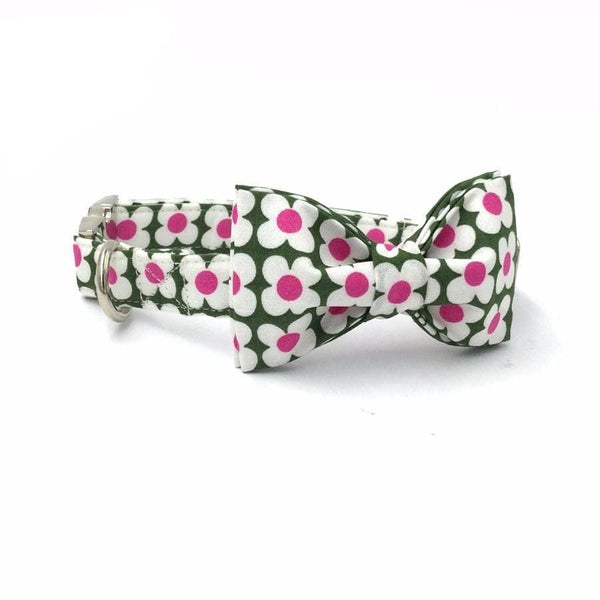 Floral Bow Tie Dog Collar And Leash Set - Max & Cocoa 