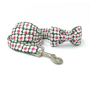 Floral Bow Tie Dog Collar And Leash Set - Max & Cocoa 