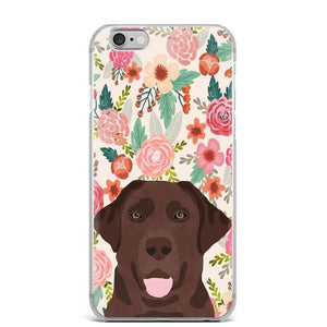 Floral Chocolate Labrador Design iPhone Cover - For iPhone 