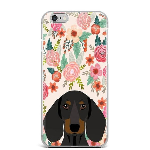 Floral Dachshund Design iPhone Case - For iPhone X - iphone 