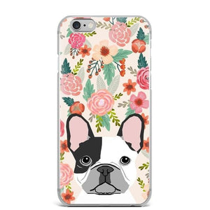 Floral French Bulldog Design iPhone Case - For iPhone X - 