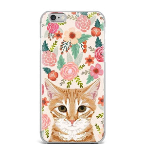 Floral Ginger Cat Design iPhone Cover - iphone cover