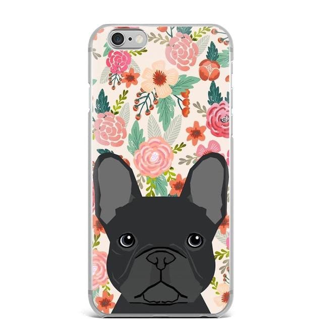 Floral Grey French Bulldog Design iPhone Case - For iPhone X