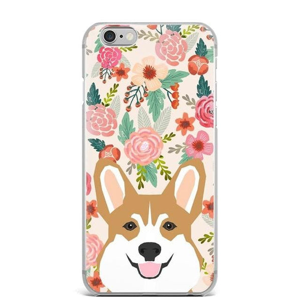 Floral Tan Corgi Design iPhone Case - For iPhone X - iphone 