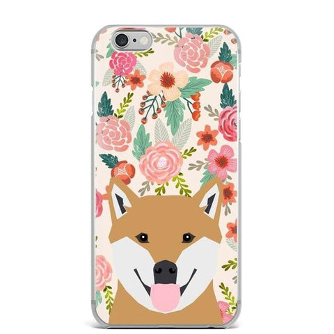 Floral Tan Shibu Inu Design iPhone Case - For iPhone X - 