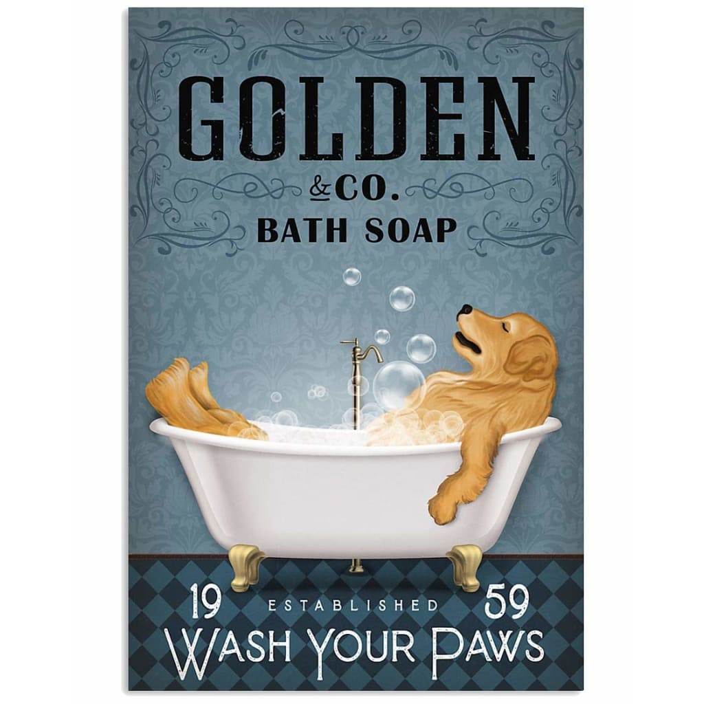 Golden & Co. Bath Soap - Wash Your Paws - 20x30cm - Metal 