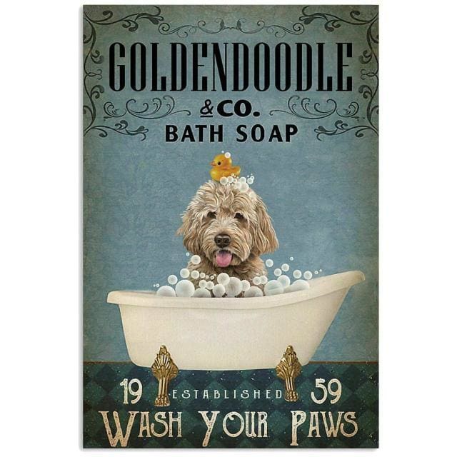 Golden Doodle & Co Bath Soap Metal Sign - 20x30cm - golden 