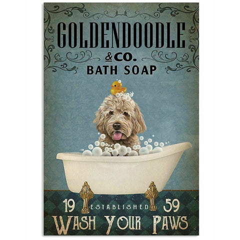 Golden Doodle & Co Bath Soap Metal Sign - golden doodle