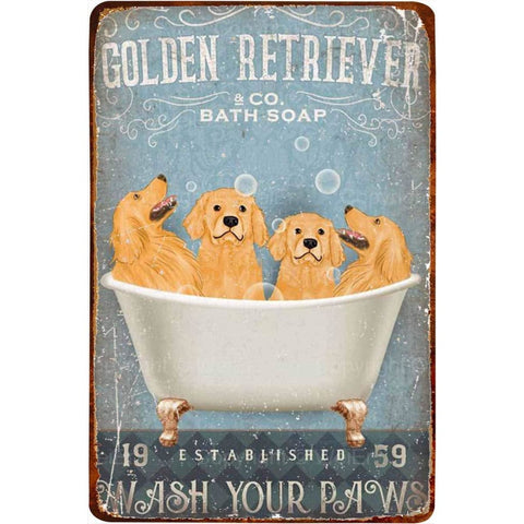 Golden Retriever Dog & Co. Bath Soap Metal Sign - Metal 