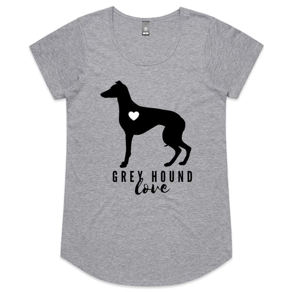 Grey Hound Love Womens Scoop Neck T-Shirt - Grey Marle / 