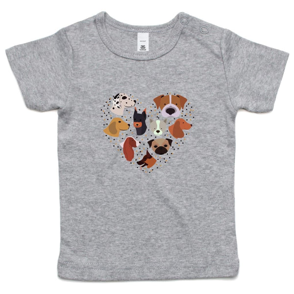 Heart full of Dogs Infant Wee Tee - Grey Marle / 0-3m - Baby