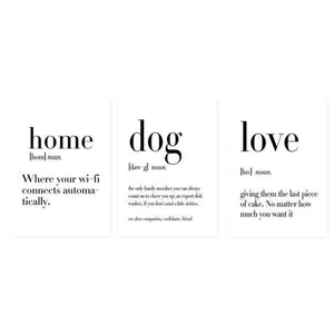 "Home / Dog / Love" Definition Canvas Prints - Max & Cocoa 