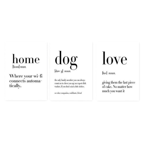 "Home / Dog / Love" Definition Canvas Prints - Max & Cocoa 