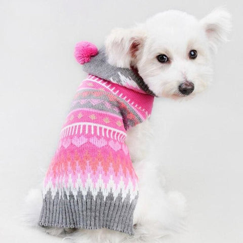Hooded Knit Dog Jumper - hooded jumper