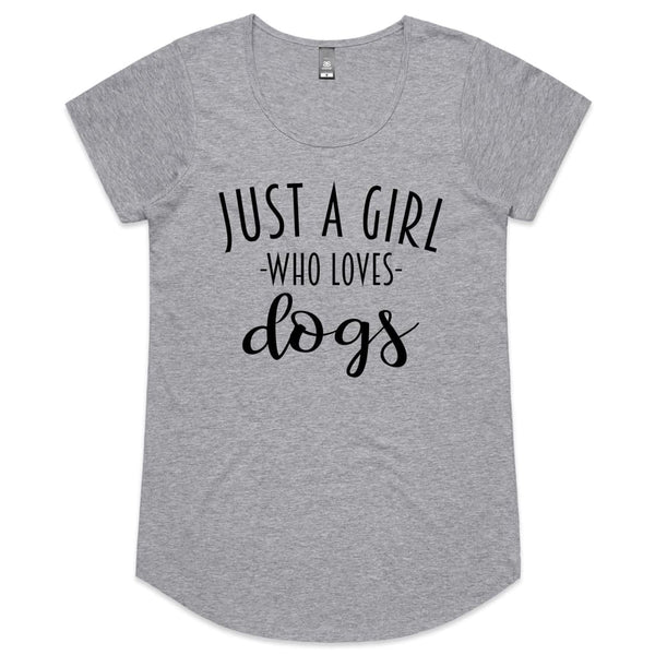 Just a Girl Who Loves Dogs Womens Scoop Neck T-Shirt - Grey 