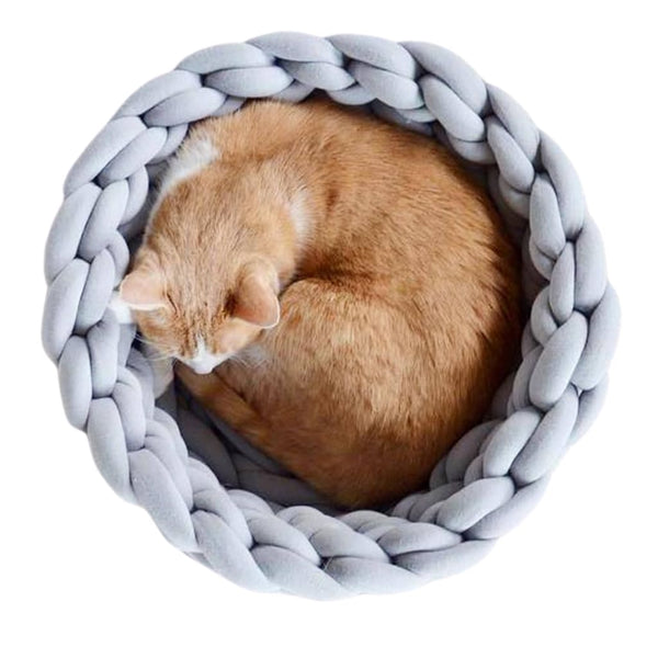 Knitted Pet Nest - Light Grey / XL - pet bed