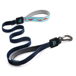 Koi Fish and Dark Blue Pet Leash with Double Handles - Max & Cocoa 