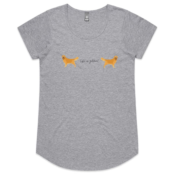 Life is Golden Womens Scoop Neck T-Shirt - Grey Marle / 