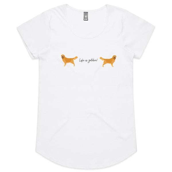 Life is Golden Womens Scoop Neck T-Shirt - White / Womens 8 